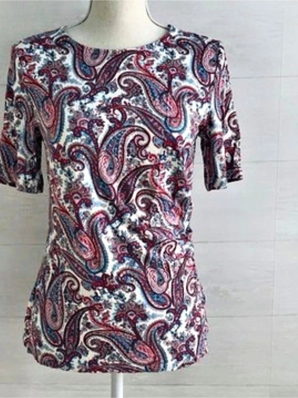Talbots Paisley Elbow Sleeve Top; EUC, Sz. Sp